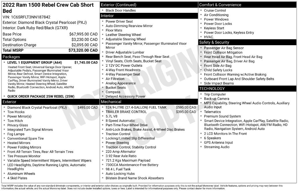 Used 2022 RAM 1500 Rebel w/ Level 1 Equipment Group AWD/4WD image 67