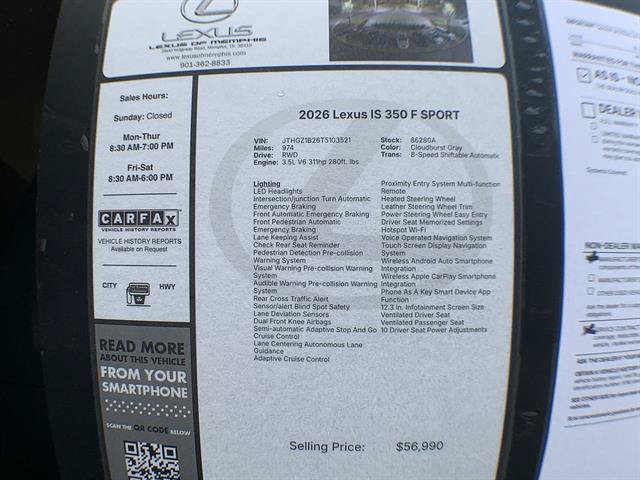 Used 2026 Lexus IS 350 F Sport w/ Technology Package RWD image 26