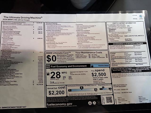 New 2026 BMW 230i xDrive Coupe w/ Premium Package AWD/4WD image 18