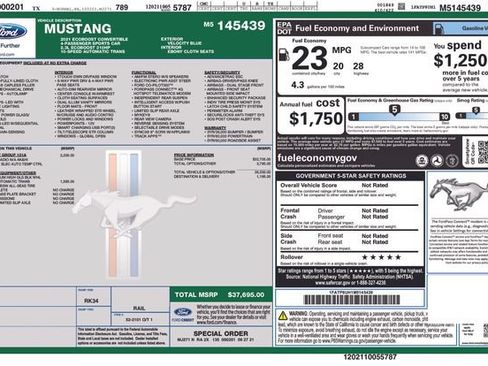 Certified 2021 Ford Mustang Convertible w/ Equipment Group 101A RWD image 11