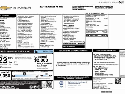 Certified 2024 Chevrolet Traverse RS w/ LPO, Floor Liner Package image 4