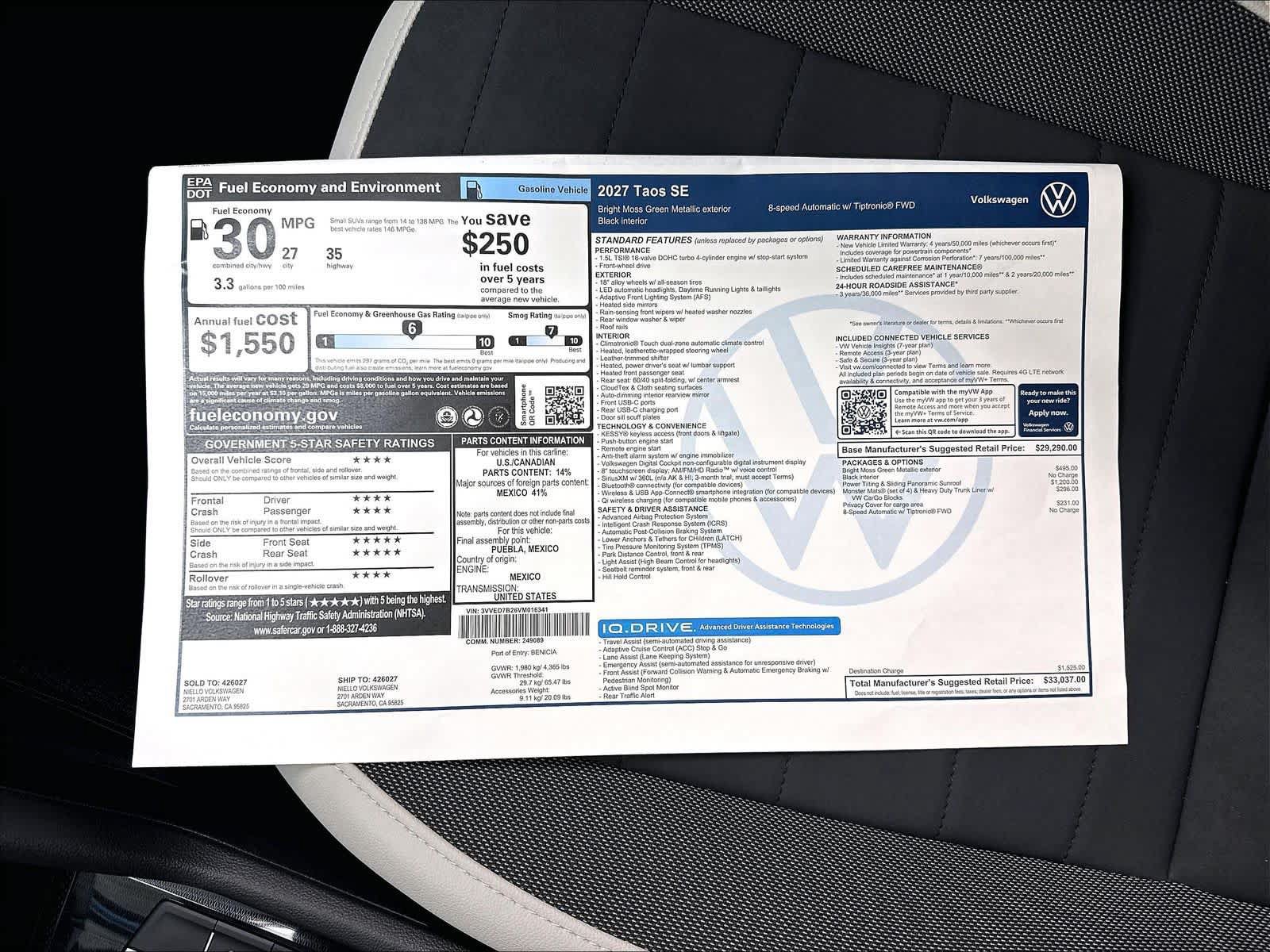 New 2027 Volkswagen Taos SE FWD image 14