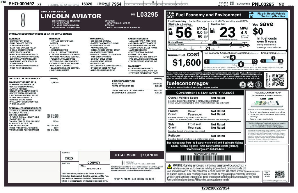 Certified 2023 Lincoln Aviator Grand Touring w/ Equipment Group 301A AWD/4WD image 50