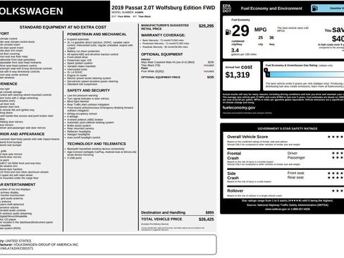 Used 2019 Volkswagen Passat 2.0T Wolfsburg w/ Wheels & Sunroof Package image 58
