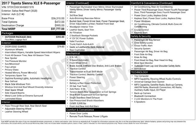 Used 2017 Toyota Sienna XLE w/ Outdoor Package FWD image 36