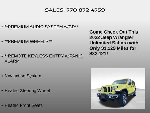 Used 2022 Jeep Wrangler Unlimited Sahara w/ Cold Weather Group image 10