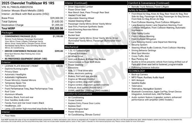 Used 2025 Chevrolet TrailBlazer RS w/ Convenience Package AWD/4WD image 2