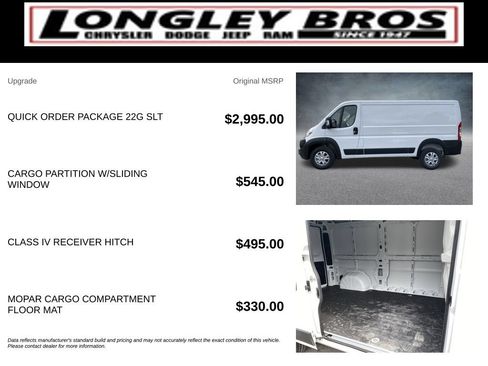 New 2025 RAM ProMaster 1500 w/ Quick Order Package 22G SLT FWD image 4
