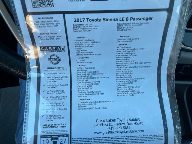 Used 2017 Toyota Sienna LE FWD image 27