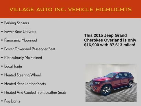 Used 2015 Jeep Grand Cherokee Overland w/ Advanced Technology Group AWD/4WD image 14