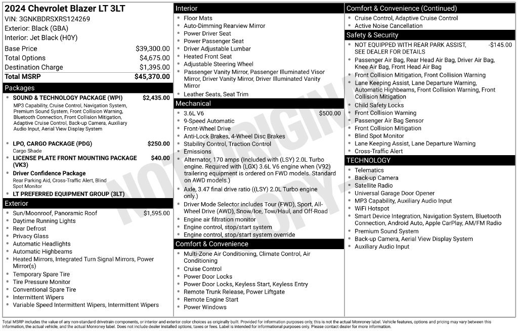 Used 2024 Chevrolet Blazer LT w/ Sound & Technology Package FWD image 3