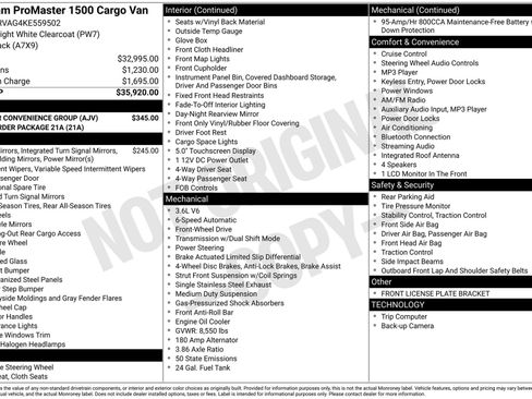 Used 2019 RAM ProMaster 1500 w/ Interior Convenience Group image 4