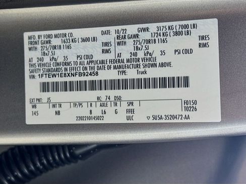 Used 2022 Ford F150 Tremor w/ Equipment Group 402A High image 29