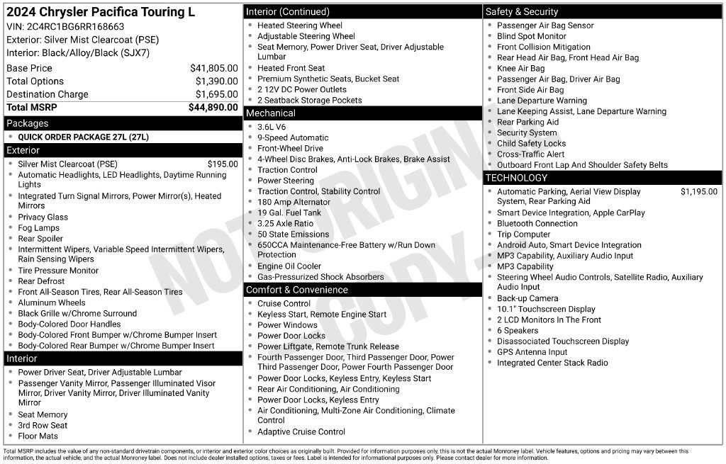 Used 2024 Chrysler Pacifica Touring-L FWD image 2