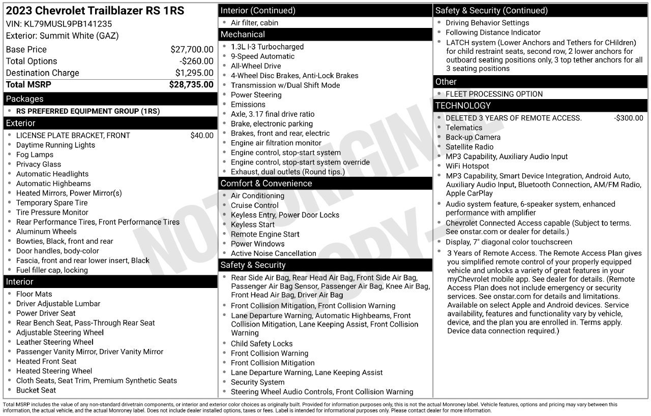 Used 2023 Chevrolet TrailBlazer RS AWD/4WD image 34