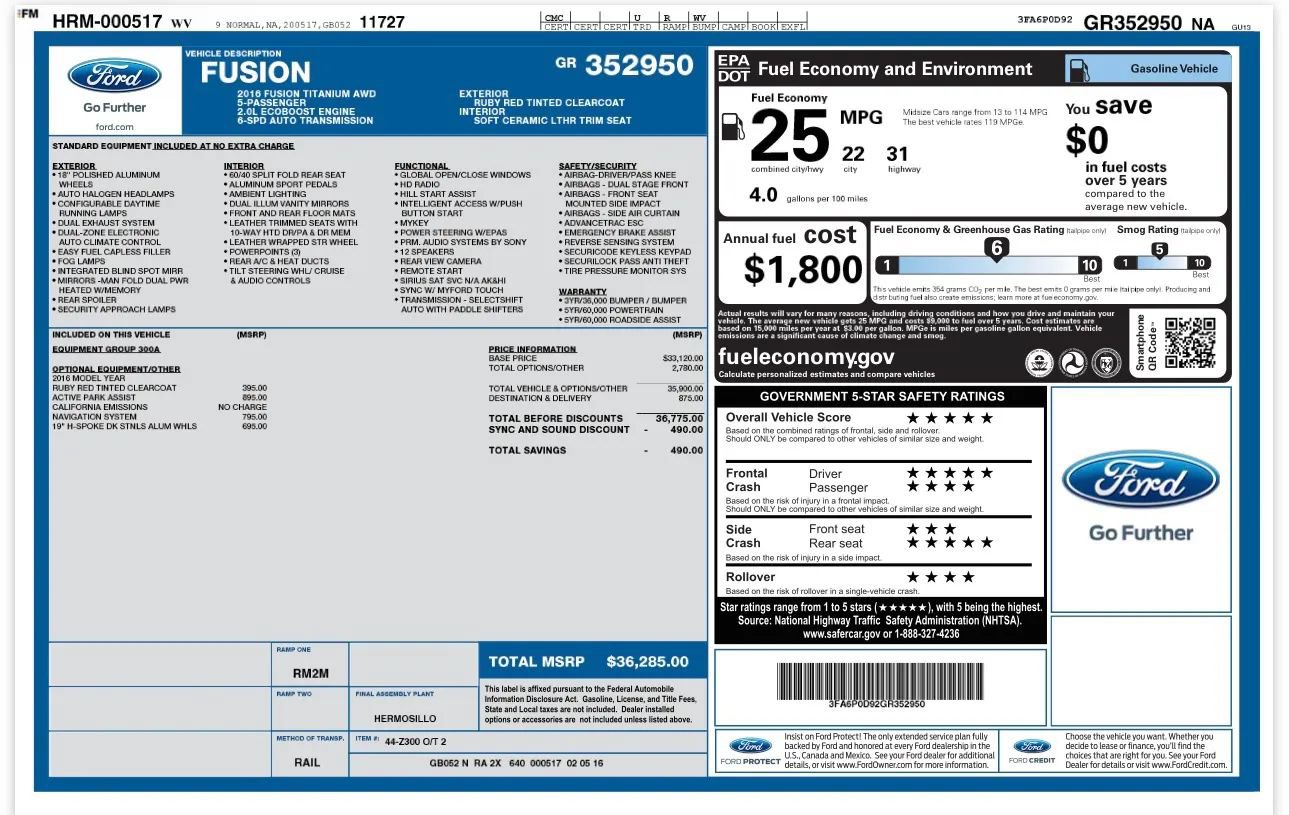 Used 2016 Ford Fusion Titanium AWD/4WD image 26
