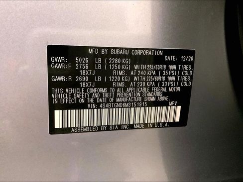Used 2021 Subaru Outback Limited XT w/ Popular Package #2 AWD/4WD image 32