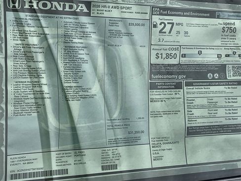 New 2026 Honda HR-V Sport image 32