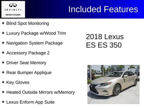 Used 2018 Lexus ES 350 w/ Luxury Package w/Wood Trim FWD image 2