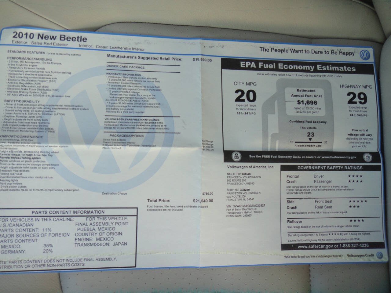 Used 2010 Volkswagen Beetle Red Rock FWD image 23