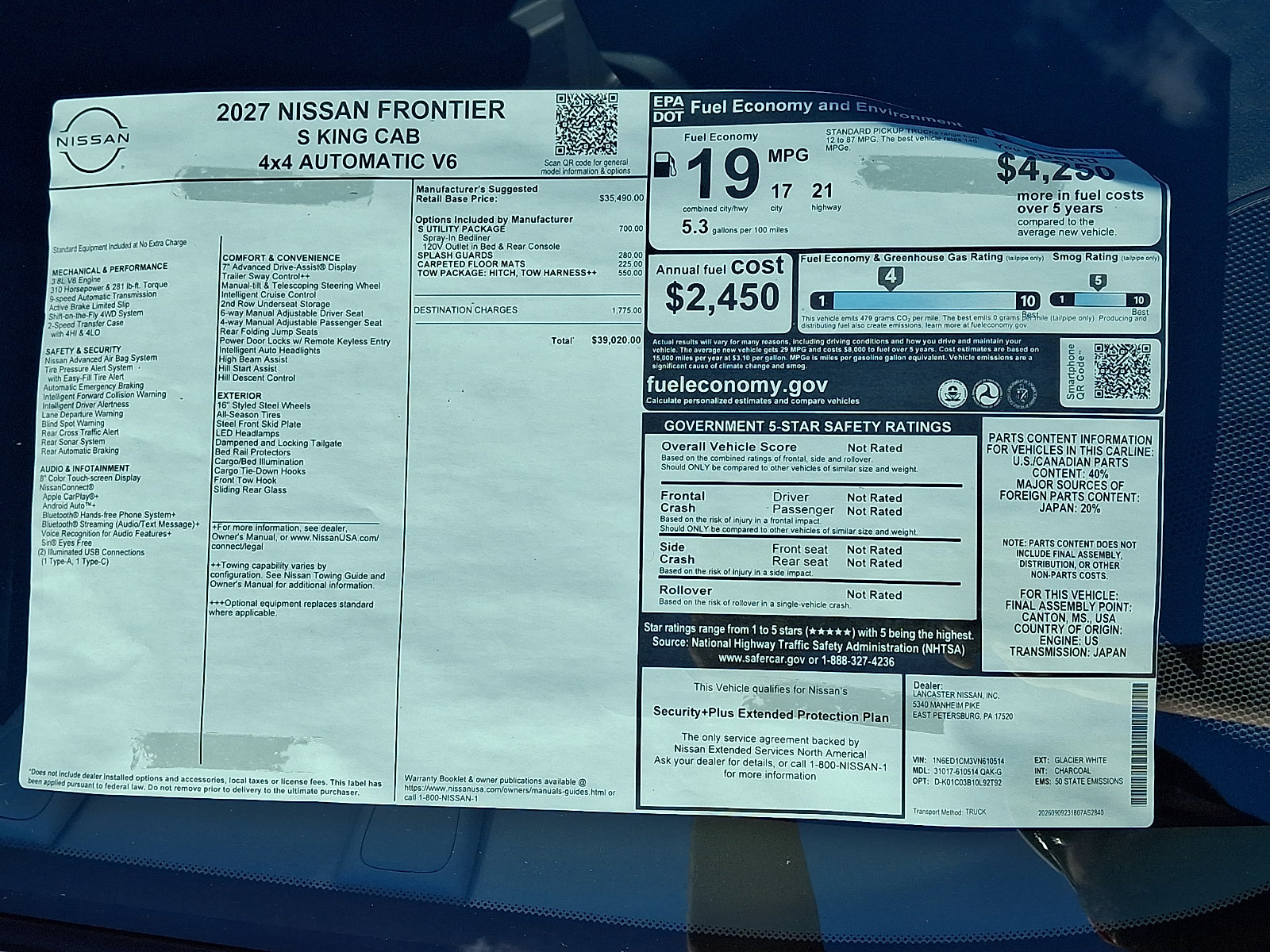 New 2027 Nissan Frontier S w/ S Utility Package AWD/4WD image 7