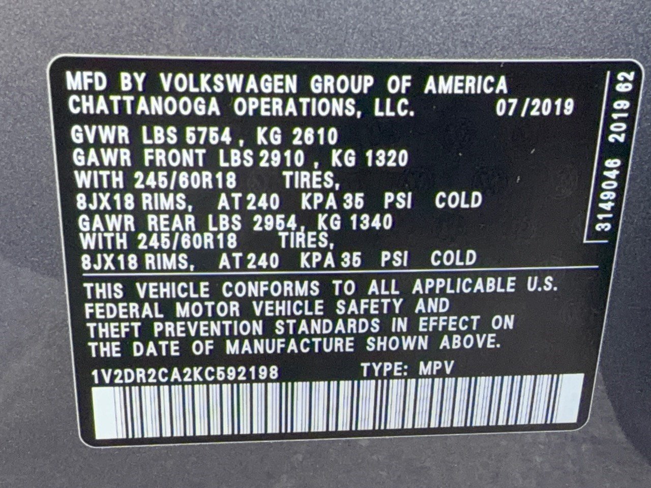 Used 2019 Volkswagen Atlas SE w/ Towing Package FWD image 31