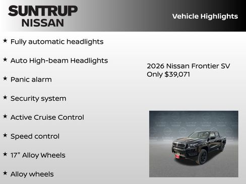 New 2026 Nissan Frontier SV w/ All-Weather Content Package image 30