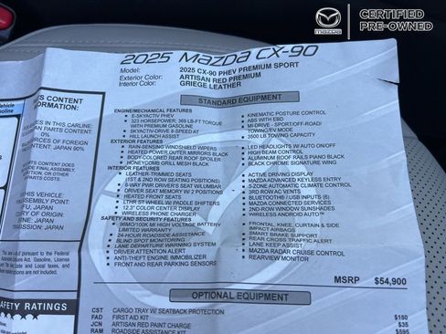 Used 2025 MAZDA CX-90 Plug-In Hybrid w/Premium Sport AWD/4WD image 47