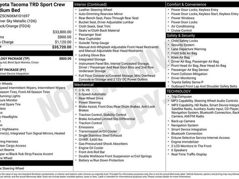 Used 2019 Toyota Tacoma TRD Sport w/ Technology Package RWD image 8