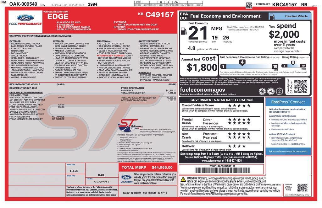 Used 2019 Ford Edge ST AWD/4WD image 4