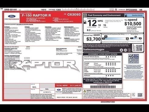 Used 2023 Ford F150 Raptor w/ Equipment Group 802A Raptor R AWD/4WD image 37
