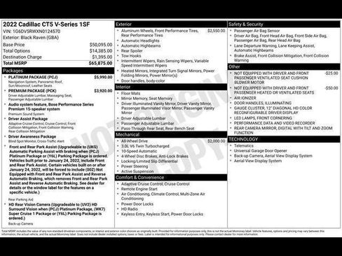 Certified 2022 Cadillac CT5 V w/ Platinum Package AWD/4WD image 49