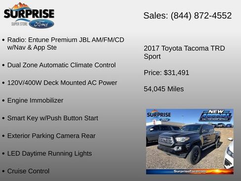 Used 2017 Toyota Tacoma TRD Sport w/ Tow Package (A/T) AWD/4WD image 16