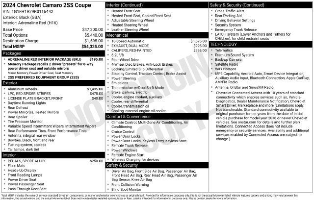 Used 2024 Chevrolet Camaro SS RWD image 20