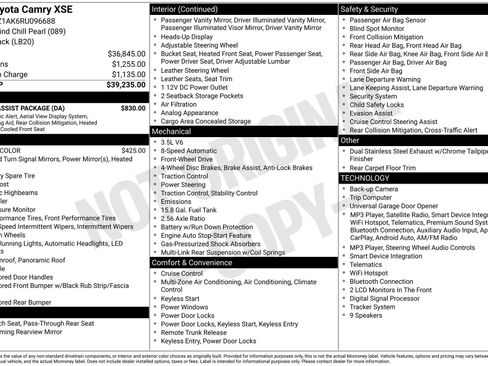 Used 2024 Toyota Camry XSE w/ Driver Assist Package FWD image 37