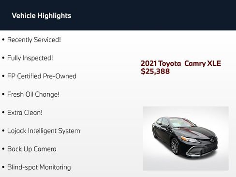 Used 2021 Toyota Camry XLE FWD image 2