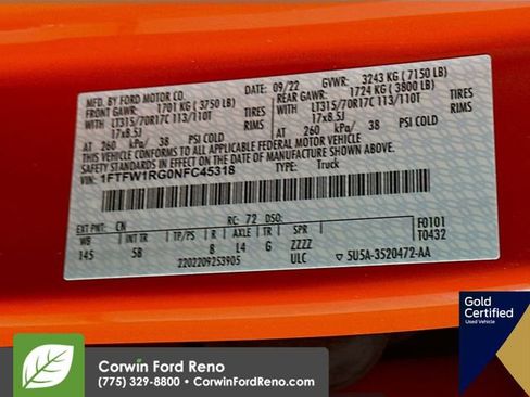 Used 2022 Ford F150 Raptor w/ Equipment Group 801A High image 37