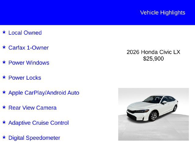 Used 2026 Honda Civic LX image 2