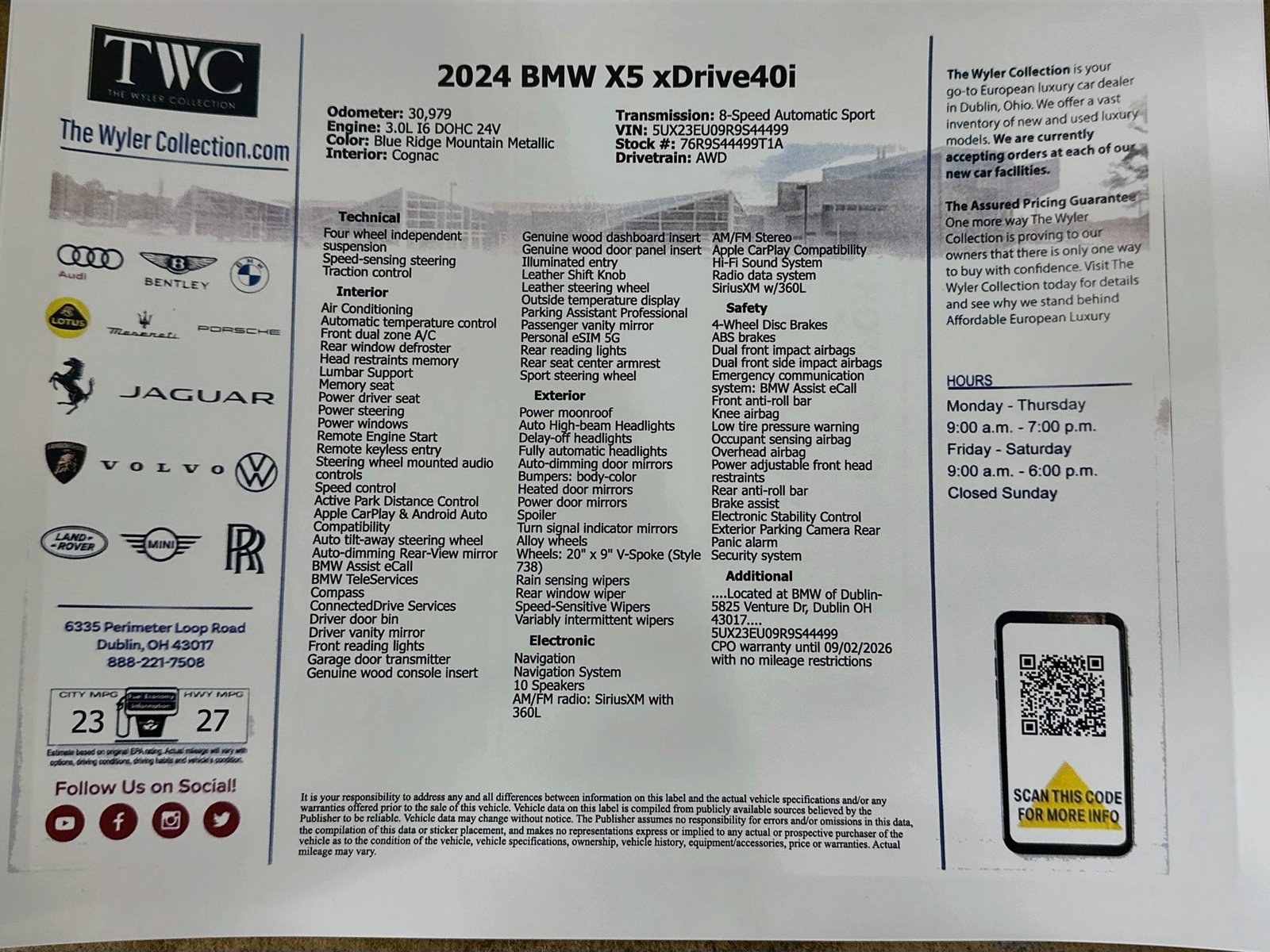 Used 2024 BMW X5 xDrive40i w/ Parking Assistance Package AWD/4WD image 48