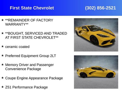 Used 2026 Chevrolet Corvette Stingray Preferred Cpe w/ Z51 Performance Package RWD image 2