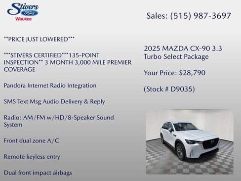 Used 2025 MAZDA CX-90 3.3 Turbo w/ Select Package AWD/4WD image 8