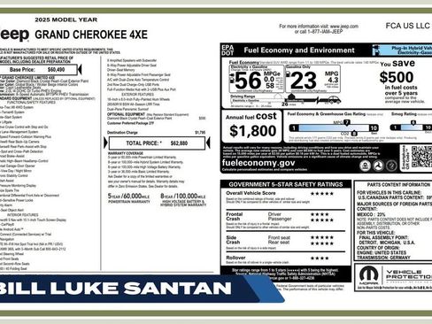 Used 2025 Jeep Grand Cherokee Limited 4xe AWD/4WD image 1
