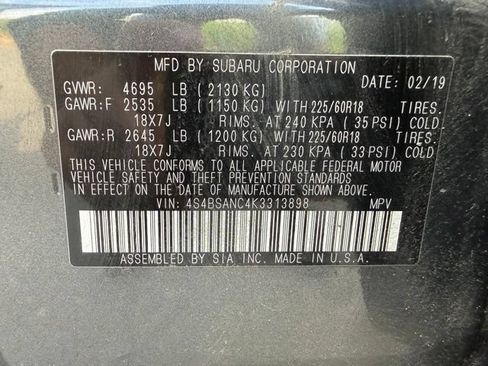 Used 2019 Subaru Outback 2.5i Limited w/ Protection Package #1 AWD/4WD image 14