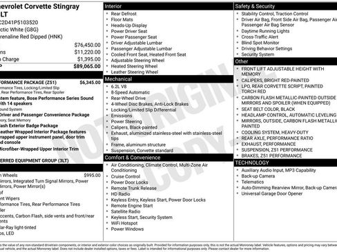 Used 2023 Chevrolet Corvette Stingray Premium Cpe w/ Z51 Performance Package RWD image 9