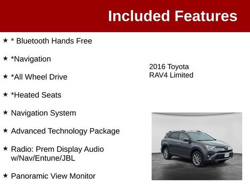 Used 2016 Toyota RAV4 Limited w/ Advanced Technology Package AWD/4WD image 3