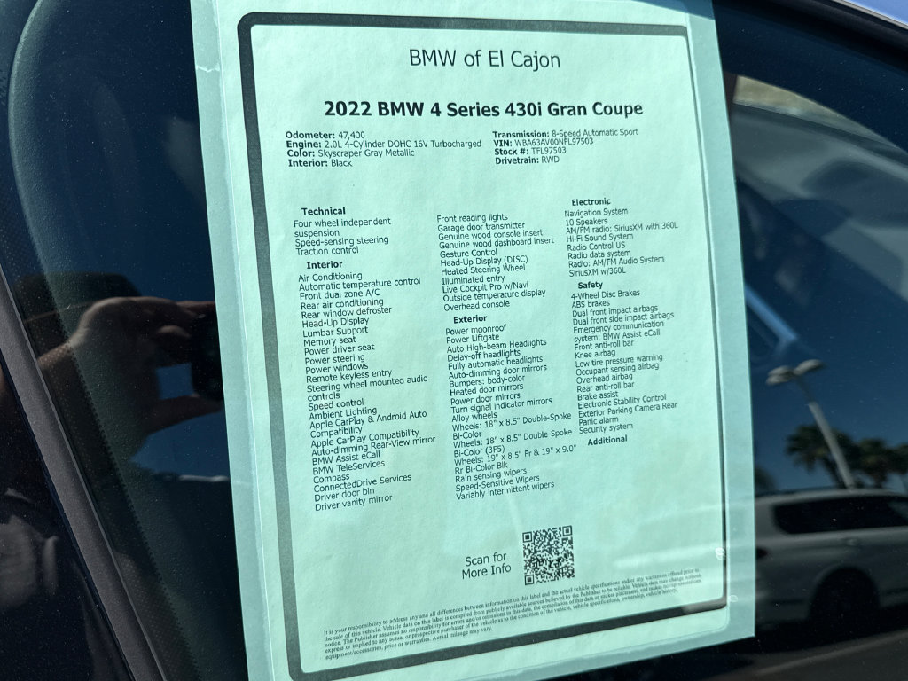 Used 2022 BMW 430i Gran Coupe w/ Premium Package RWD image 15