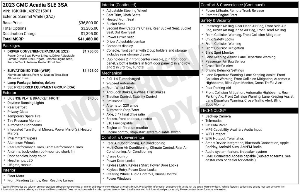 Certified 2023 GMC Acadia SLE w/ Driver Convenience Package FWD image 12