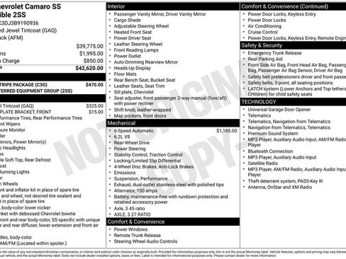 Used 2011 Chevrolet Camaro SS w/ Black Stripe Package RWD image 21
