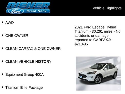 Certified 2021 Ford Escape Titanium w/ Titanium Elite Package AWD/4WD image 9
