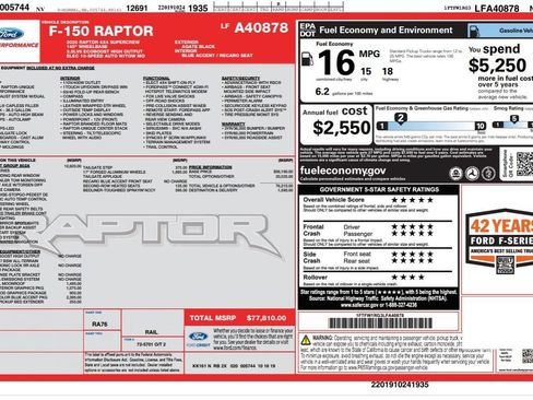 Used 2020 Ford F150 Raptor w/ Equipment Group 802A Luxury AWD/4WD image 34